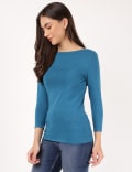 Cotton Plain Boat Neck Top