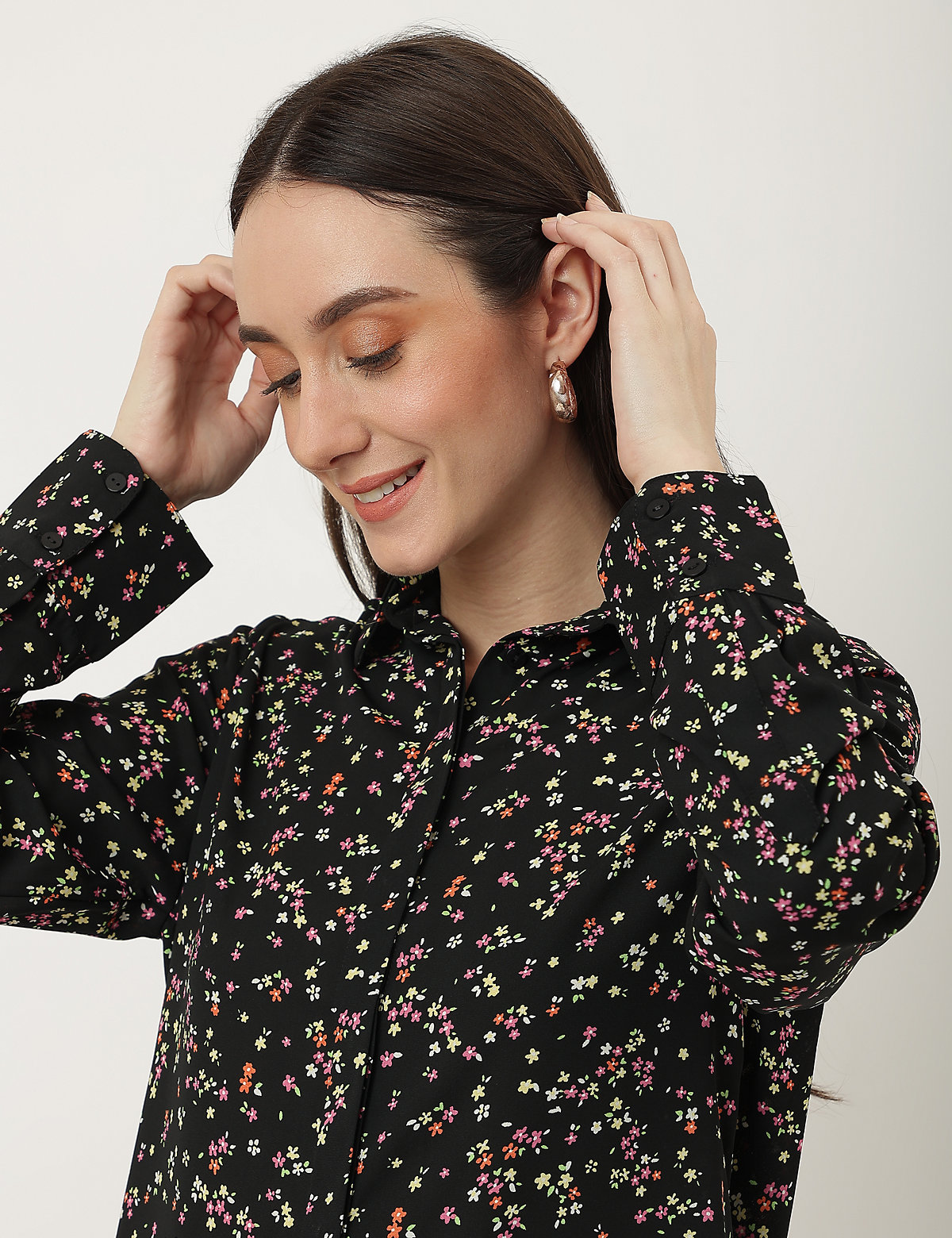 Pure Poly Floral Print Collared Neck Shirt