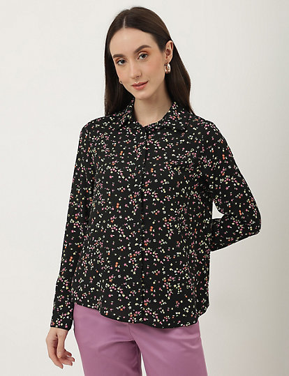 Pure Poly Floral Print Collared Neck Shirt