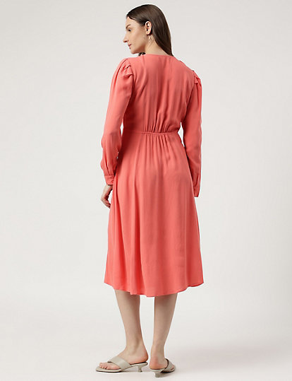 Pure Viscose A-Line Midi Dress