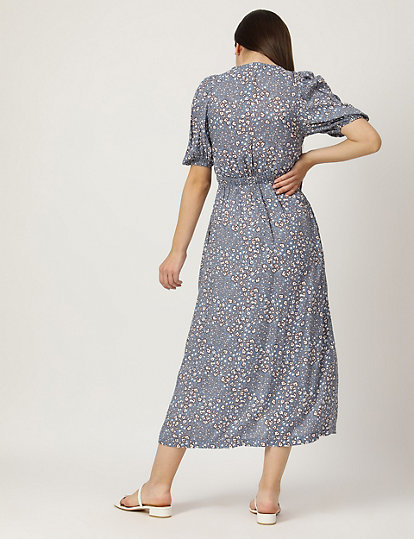 Pure Modal Printed Tie-up Neck Dress