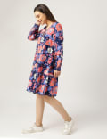 Pure Cotton Floral Print V-Neck Dress