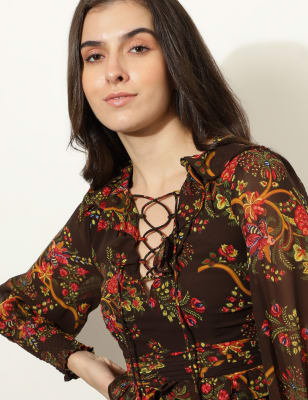 Floral Print Tieup Dress