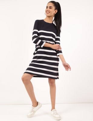 Pure Cotton Striped Round Neck Dress