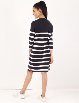 Pure Cotton Striped Round Neck Dress