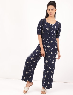 Warehouse dandelion print store jumpsuit