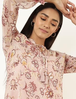 Floral Mandarin Collar Dress