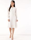 Pure Viscose Embroidered Boat Neck Dress