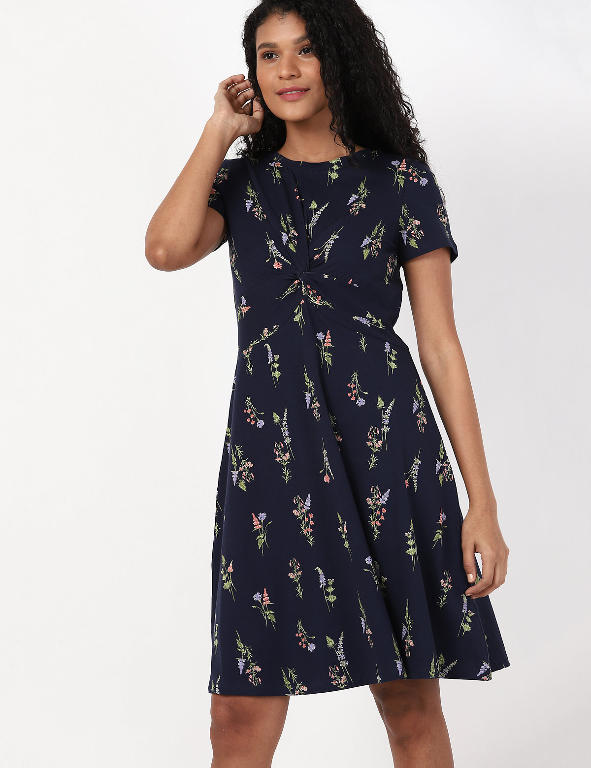 Fit Flare Printed Jersey Dress