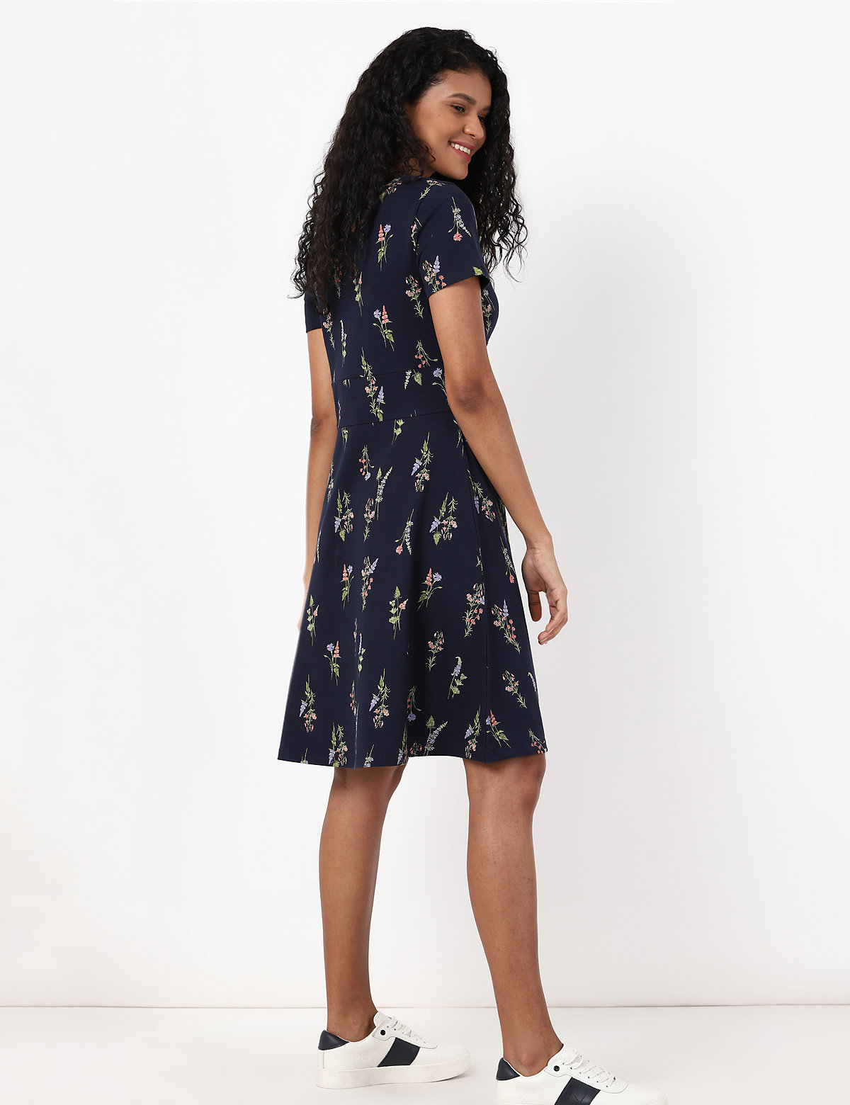 Fit Flare Printed Jersey Dress