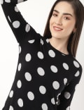 Viscose Mix Polka Dot Round Neck Dress