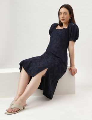 Red Off-The-Shoulder Frill Cutwork Dress main image 0