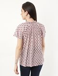 Pure Cotton Embroidery Notch Neck Top