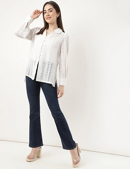 Pure Cotton Knitted Collared Neck Shirt