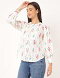 Pure Cotton Floral Round Neck Top