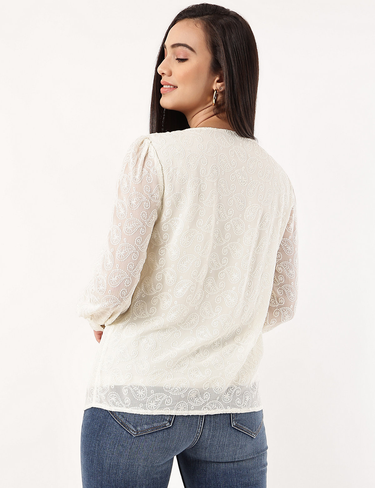 Pure Viscose Embroidered Round Neck Top