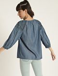 Pure Viscose Embroidery Round Neck Top