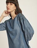 Pure Viscose Embroidery Round Neck Top