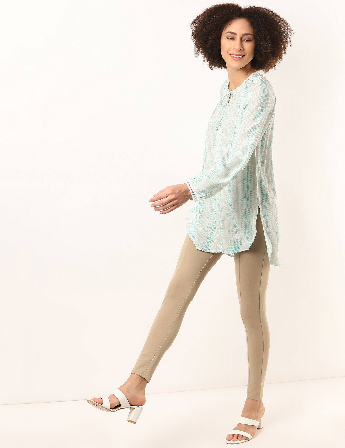 Pure Viscose Printed Tie-up Neck Blouse