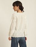 Pure Cotton Embroidery V-Neck Top
