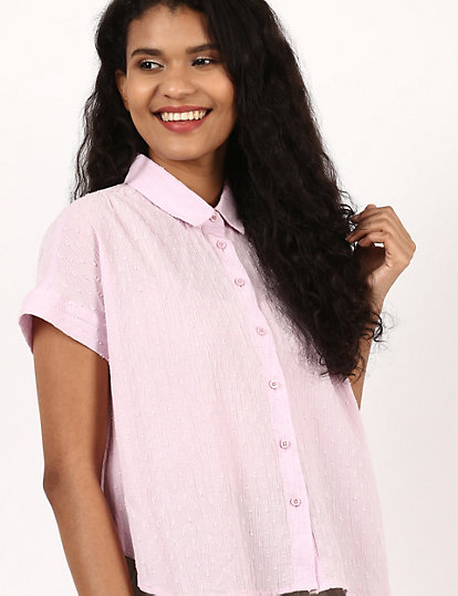 Pure Cotton Crop Relaxed Shirt