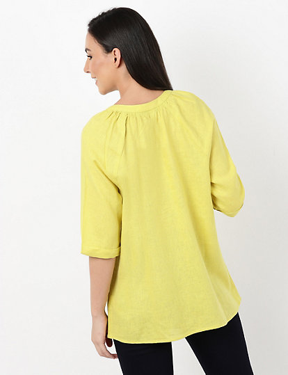 Solid Neck Shirred Top