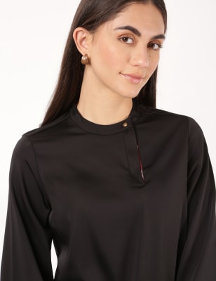 Satin Mandarin Collar Top