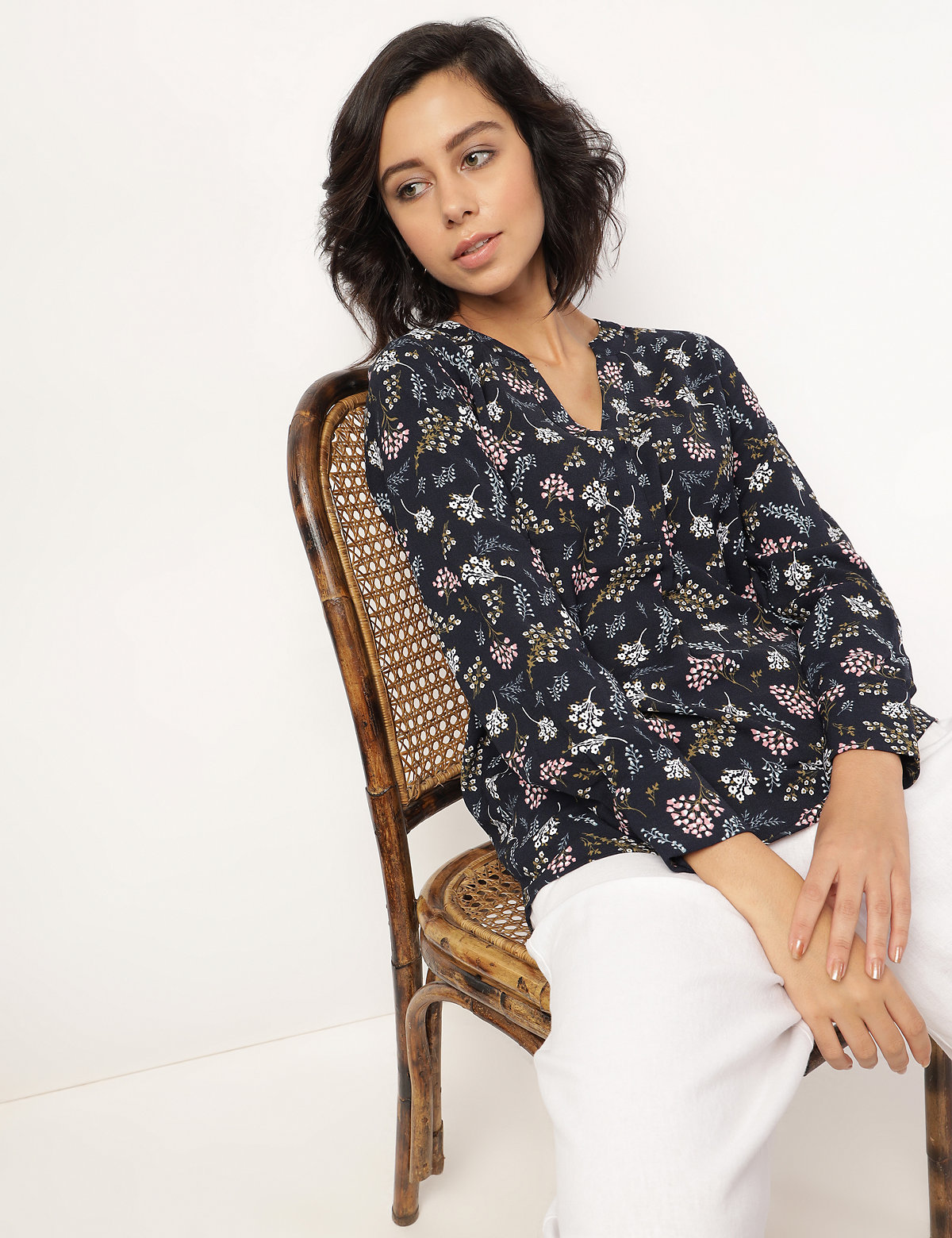 Pure Poly Floral V-Neck Top