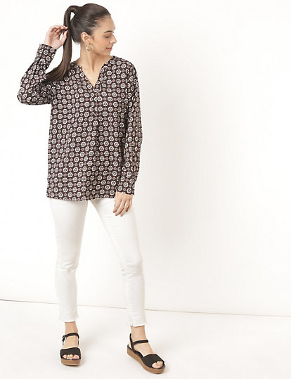 Pure Poly Floral V-Neck Blouse