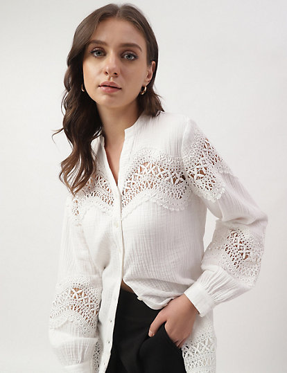 Lace Insert Embroidered Tunic