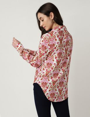 Pure Viscose Printed Collared Neck Blouse