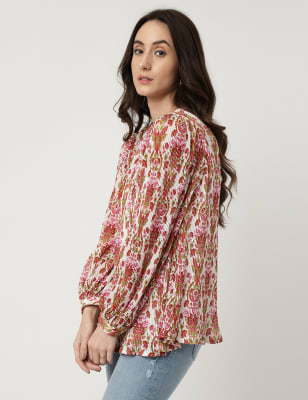 Printed Round Neck Top