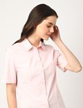 Cotton Mix Plain Spread Collar Shirt