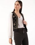 Velvet Short Jacket With Embroidery