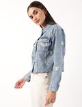 Pure Cotton Embroidered Collared Jacket
