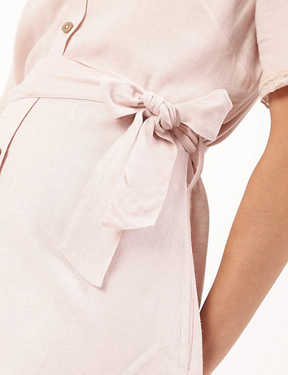 Linen Rich buttoned tie up dress