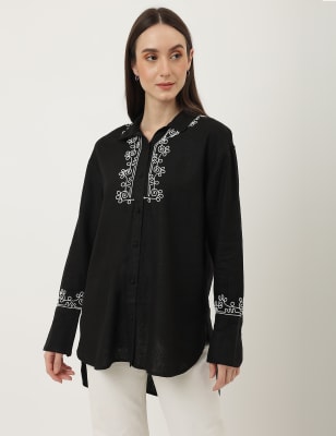 embroidered black tunic