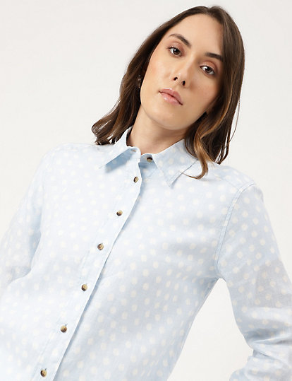Linen Polka Dot Regular Fit Shirt