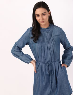 INT High Neck Denim Dress