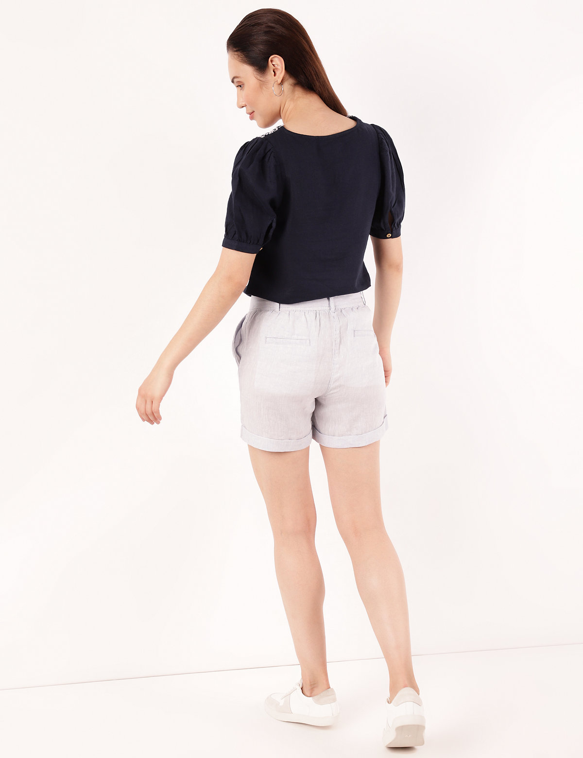 Flax Linen Self Design Regular Fit Shorts