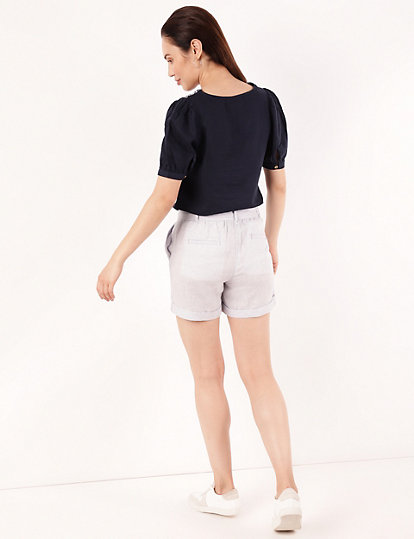 Flax Linen Self Design Regular Fit Shorts