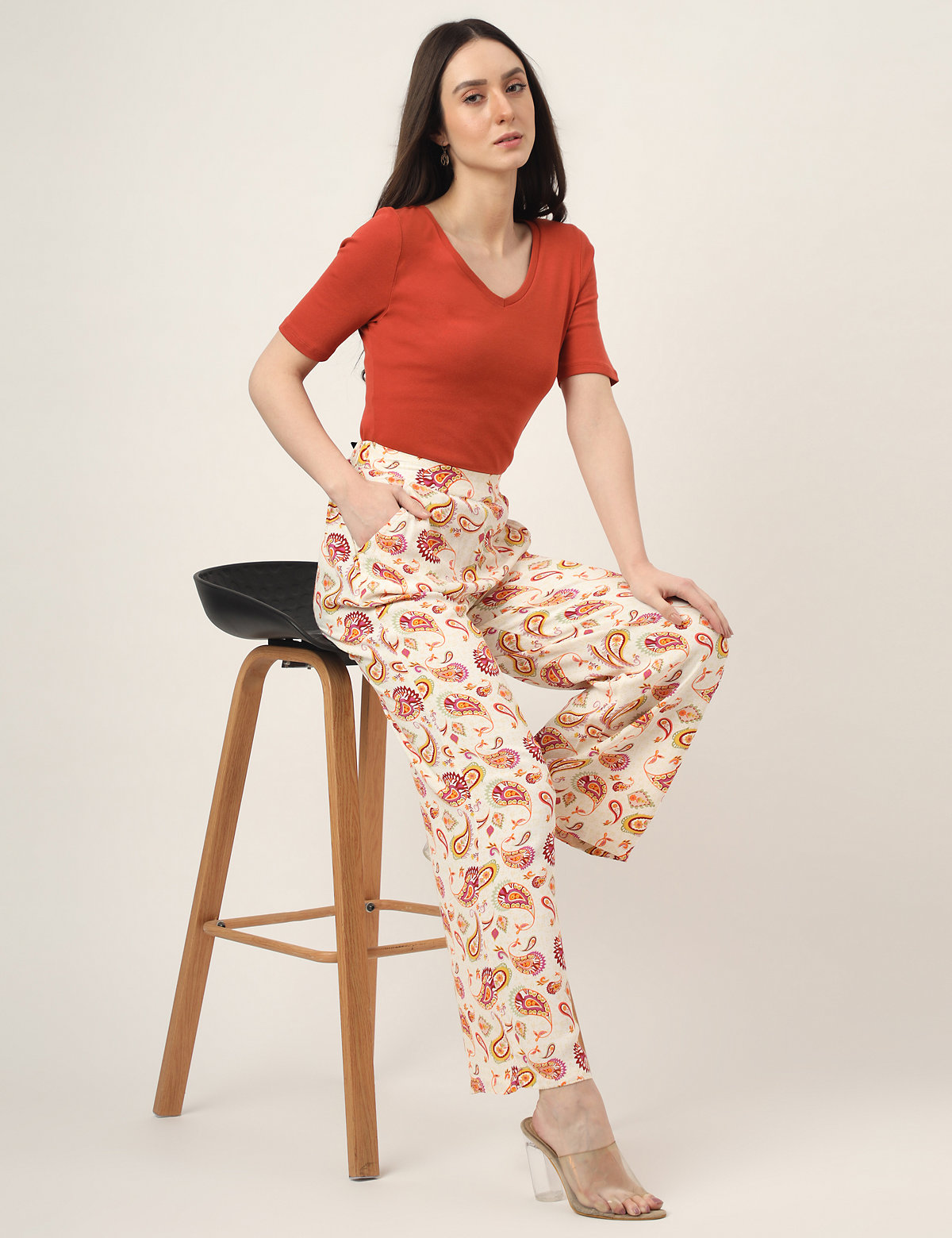 Pure Viscose Printed Comfort Fit Trousers