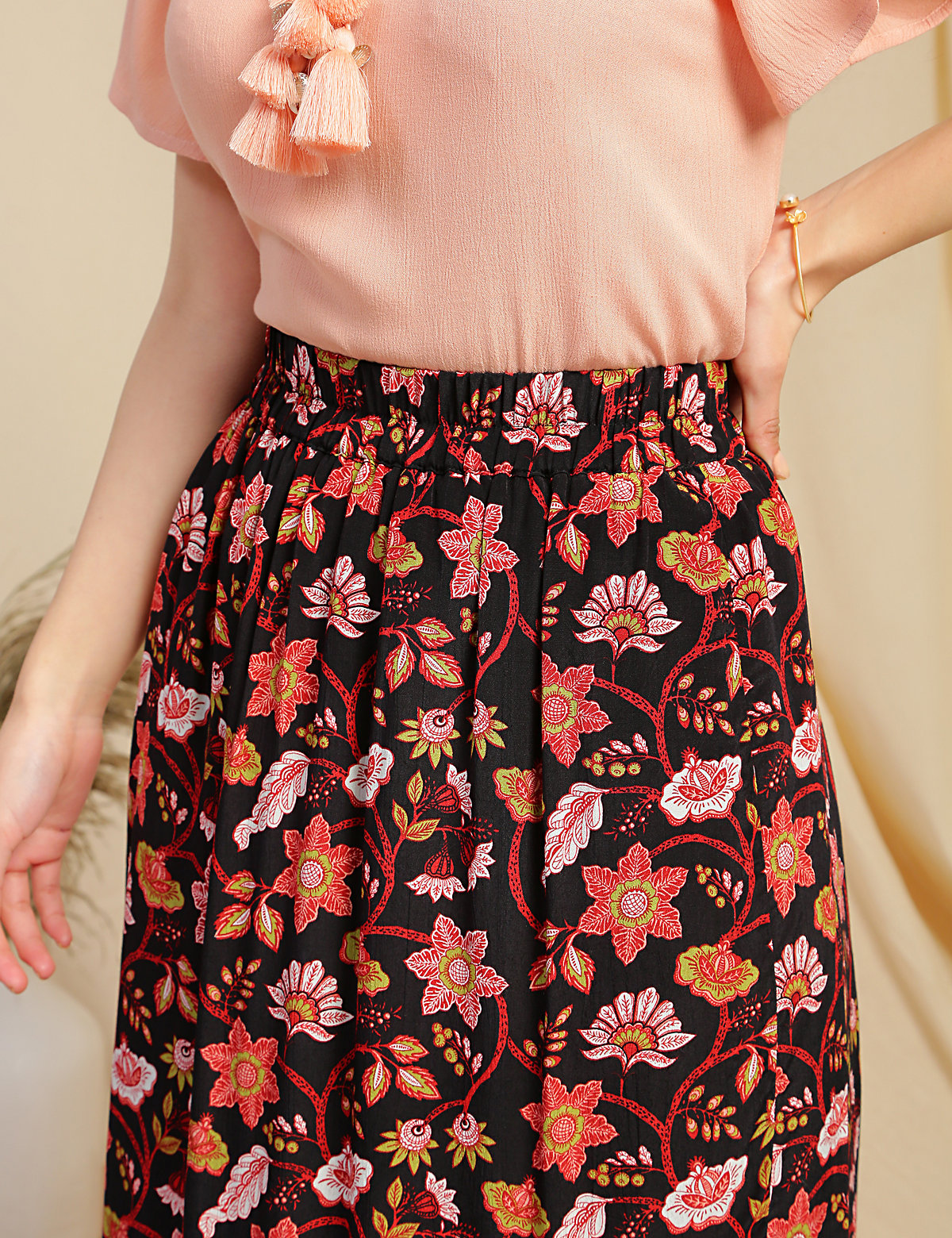 Pure Viscose Floral Regular Fit Skirt