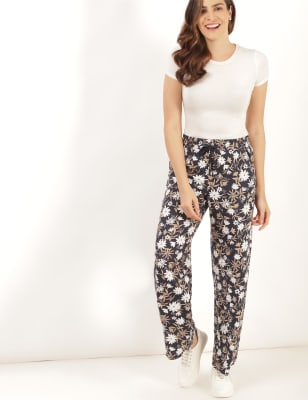 Linen Mix Floral Regular Fit Trouser