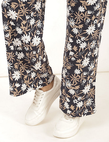 Flax Linen Mix Floral Regular Fit Trouser