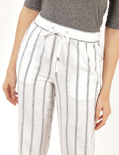 Flax Linen Mix Striped Regular Fit Trouser