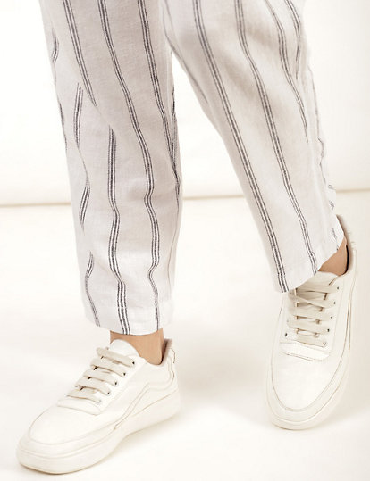 Flax Linen Mix Striped Regular Fit Trouser