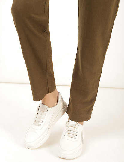 Flax Linen Mix Plain Regular Fit Trouser