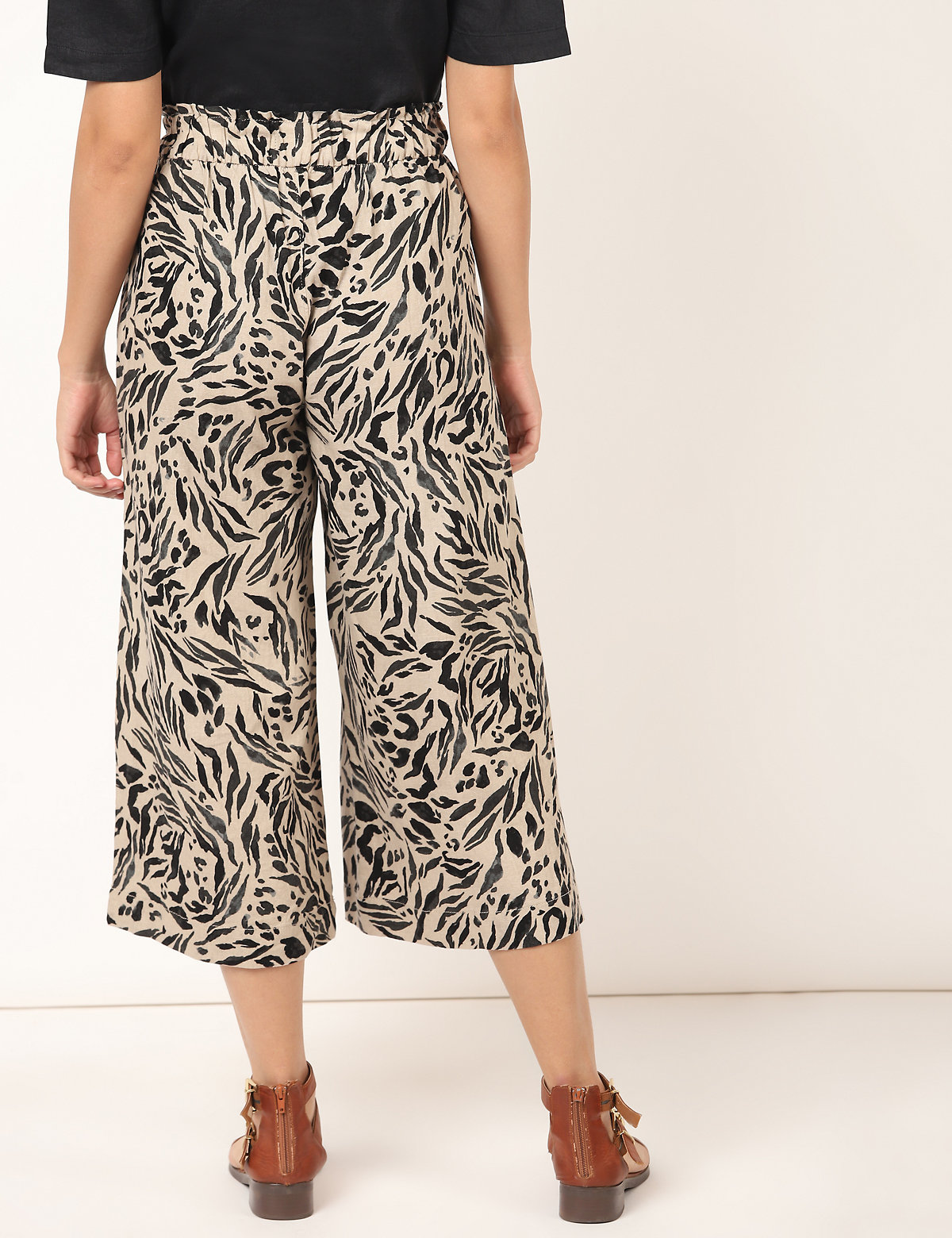 Linen Mix Printed Regular Fit Culottes