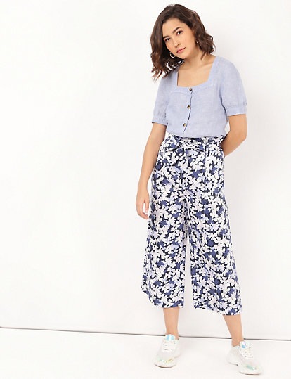 Pure Lyocell Printed Regular Fit Culottes